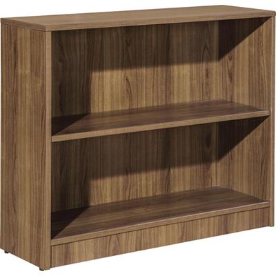 Lorell Laminate Bookcase - 2 Shelf(ves) - 29.50" Height x 36" Width x 12" Depth - Sturdy, Adjustable Feet, Adjustable Shelf - Thermofused Laminate (TFL) - Walnut - Laminate - 1 Each