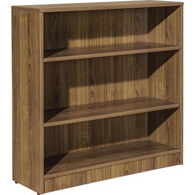 Lorell Laminate Bookcase - 3 Shelf(ves) - 36" Height x 36" Width x 12" Depth - Sturdy, Adjustable Feet, Adjustable Shelf, Square Corner - Thermofused Laminate (TFL) - Walnut - Laminate - 1 Each