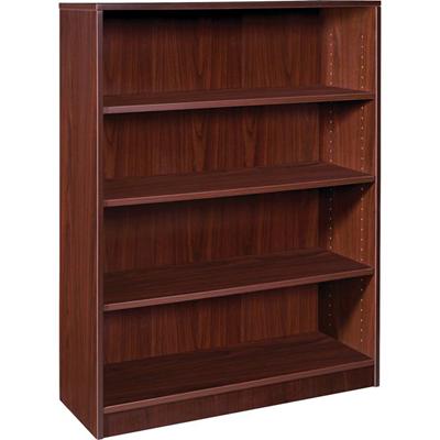 Lorell Laminate Bookcase - 4 Shelf(ves) - 48" Height x 36" Width x 12" Depth - Sturdy, Adjustable Feet, Adjustable Shelf, Square Corner - Thermofused Laminate (TFL) - Mahogany - Laminate - 1 Each