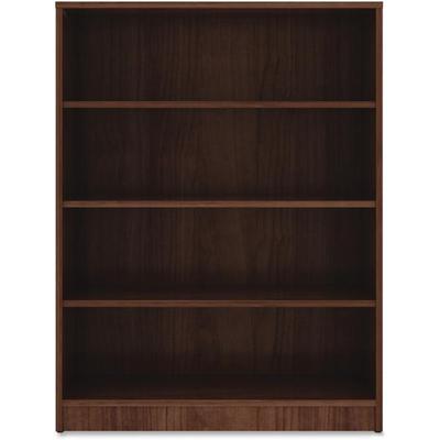 Lorell Laminate Bookcase - 4 Shelf(ves) - 48" Height x 36" Width x 12" Depth - Sturdy, Adjustable Feet, Adjustable Shelf, Square Corner - Thermofused Laminate (TFL) - Walnut - Laminate - 1 Each