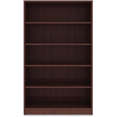 Lorell Laminate Bookcase - x 0.7" Thickness Shelf, 60" Height x 36" Width x 12" Depth - 5 Shelve(s) - 4 Adjustable Shelf(ves) - Square Edge - Material: Thermofused Laminate (TFL) - Finish: Mahogany - 1 Each
