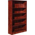 Lorell Laminate Bookcase - x 0.7" Thickness Shelf, 60" Height x 36" Width x 12" Depth - 5 Shelve(s) - 4 Adjustable Shelf(ves) - Square Edge - Material: Thermofused Laminate (TFL) - Finish: Cherry - 1 Each