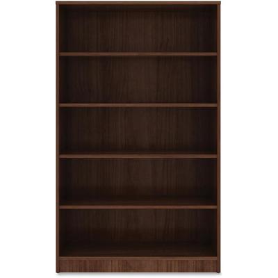 Lorell Laminate Bookcase - x 0.7" Thickness Shelf, 60" Height x 36" Width x 12" Depth - 5 Shelve(s) - 4 Adjustable Shelf(ves) - Square Edge - Material: Thermofused Laminate (TFL) - Finish: Walnut - 1 Each