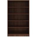 Lorell Laminate Bookcase - x 0.7" Thickness Shelf, 60" Height x 36" Width x 12" Depth - 5 Shelve(s) - 4 Adjustable Shelf(ves) - Square Edge - Material: Thermofused Laminate (TFL) - Finish: Walnut - 1 Each
