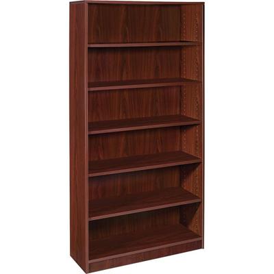 Lorell Laminate Bookcase - 6 Shelf(ves) - 72" Height x 36" Width x 12" Depth - Sturdy, Adjustable Feet, Adjustable Shelf, Square Corner - Thermofused Laminate (TFL) - Mahogany - Laminate - 1 Each