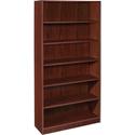 Lorell Laminate Bookcase - 6 Shelf(ves) - 72" Height x 36" Width x 12" Depth - Sturdy, Adjustable Feet, Adjustable Shelf, Square Corner - Thermofused Laminate (TFL) - Mahogany - Laminate - 1 Each