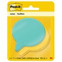 Post-it&reg; Die-Cut Notes - 150 x Assorted - 3" Flag/Note Width x 3" Flag/Note Length - Thought Bubble - 75 Sheets per Pad - Blue, Green - Die-cut, Self-adhesive - 2 / Pack