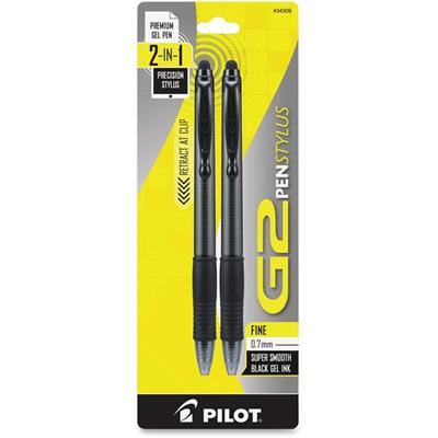 G2 Retractable Gel Ink Rolling Ball Pens - Fine Pen Point - 0.7 mm Pen Point Size - Refillable - Black Gel-based Ink - Gray Plastic Barrel - Retractable - Pocket Clip, Smooth Writing, Long Lasting, Comfortable, Anti-fatigue, Stylus, Rubber Grip, Quic