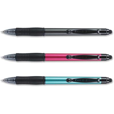 Pilot Retractable Gel Ink Rolling Ball Pens - Fine Pen Point - 0.7 mm Pen Point Size - Black Gel-based Ink - Assorted Plastic, Black, Blue, Red Barrel - Retractable - Pocket Clip, Stylus - 3 Pack