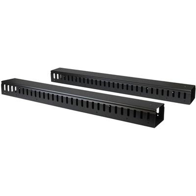 StarTech.com Vertical Cable Organizers - Duct Panel - Black - 40U Rack Height x 5.60" Length - Steel, Plastic - 1 Each - TAA Compliant