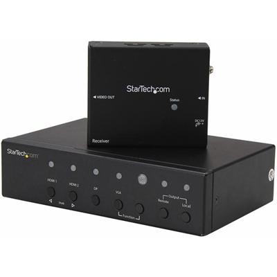 StarTech.com Multi-Input HDBaseT Extender - 4 Input Device - 229.66 ft Range - 2 x HDMI In - 1 x VGA In - 1 x HDMI Out - DisplayPort - 1 - 1 - 4K - 4096 x 2160 - Twisted Pair - Category 5e - Display, Digital Signage System - Rack-mountable, Desktop -
