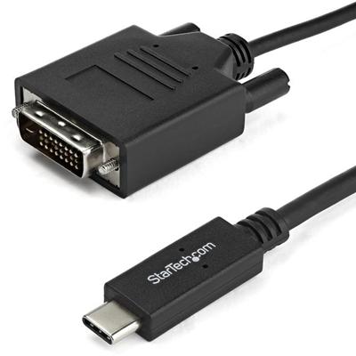 StarTech.com 1m / 3 ft USB-C to DVI Cable - USB 3.1 Type C to DVI - 1920 x 1200 - Black - 3.28 ft DVI/USB Video Cable Adapter for Projector, Monitor, Workstation, Video Device, Chromebook, MacBook, TV, Notebook - First End: 1 x 25-pin DVI-D Digital V