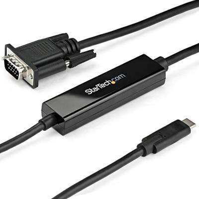 StarTech.com 1m / 3 ft USB C to VGA Cable - USB Type C to VGA - 1920 x 1200 - Black - 3.28 ft USB/VGA Video Cable Adapter for Projector, Monitor, Workstation, Video Device, Chromebook, MacBook, TV, MacBook Air, MacBook Pro, iPad Pro - First End: 1 x 