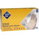 Safety Zone Powdered Natural Latex Gloves - 9.65" Glove Length - Polymer Coating - Small Size - Natural - Allergen-free, Silicone-free, Powdered - 100 / Box