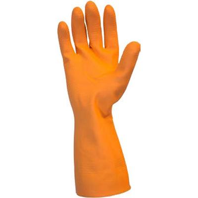 Safety Zone Orange Neoprene Latex Blend Flock Lined Latex Gloves - 28 mil Thickness x 12" Glove Length - Chemical Protection - Large Size - Orange - Fish Scale Grip, Flock-lined - For Dishwashing, Cleaning, Meat Processing - 1 Dozen
