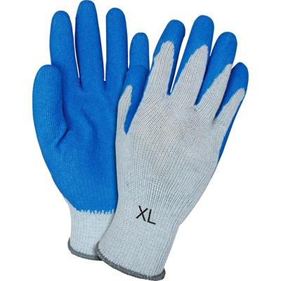 Safety Zone Blue/Gray Coated Knit Gloves - Latex Coating - X-Large Size - Blue, Gray - Crinkle Grip, Knitted - For Industrial - 2/Pair - 1 Dozen