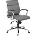 Boss Executive Chair - Gray Seat Color - Vinyl Seat Material - Gray Back Color - Chrome, Black Frame Color - Chrome Frame Material - Mid Back - 5-star Base - 1 Each