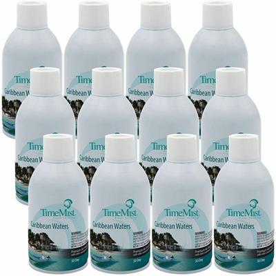 TimeMist Metered 30-Day Caribbean Waters Scent Refill - Spray - 6000 ft³ - 6.6 fl oz (0.2 quart) - Caribbean Waters - 30 Day - Long Lasting, Odor Neutralizer - 12 / Carton
