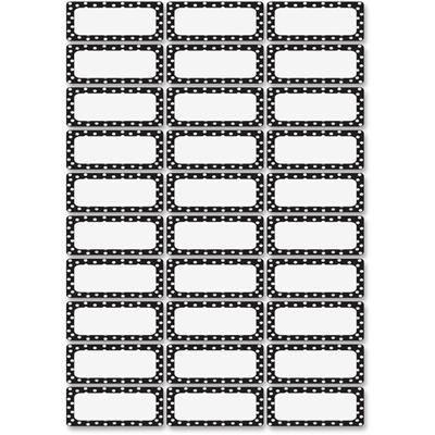Ashley Dry Erase Black/White Dots Nameplate Magnets - Magnetic - Dotted - Die-cut, Write on/Wipe off - Black, White - 1 Pack