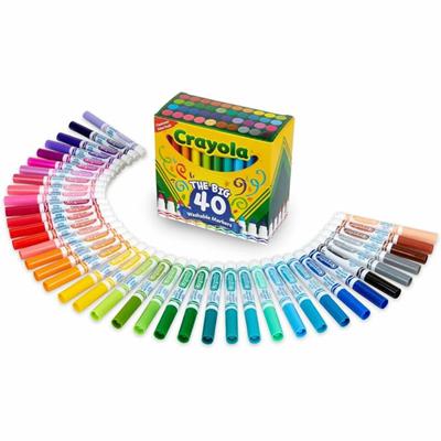 Crayola Ultra-Clean Washable Markers - Conical Marker Point - Washable - Assorted Ink - 40 / Set