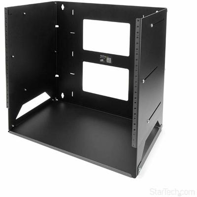 StarTech.com Wall-Mount Server Rack with Built-in Shelf - Solid Steel - 8U - For Server, A/V Equipment, LAN Switch, Patch Panel, Computer - 8U Rack Height x 17.80" Rack Width x 17.80" Rack Depth - Wall Mountable - Black - Steel - 75 lb Maximum Weight
