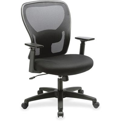 Lorell Mid-back Task Chair - Black Seat Color - Fabric Seat Material - Black Back Color - Mesh Back Material - Mid Back - 1 Each