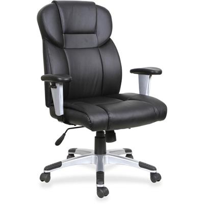 Lorell Executive High-back Chair - Bonded Leather Seat Material - Bonded Leather Back Material - High Back - Black - 1 Each