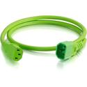 C2G 1ft 14AWG Power Cord (IEC320C14 to IEC320C13) - Green - For PDU, Switch, Server - 250 V AC / 15 A - Green - 1 ft Cord Length - IEC 60320 C14 / IEC 60320 C13 - 1 Each