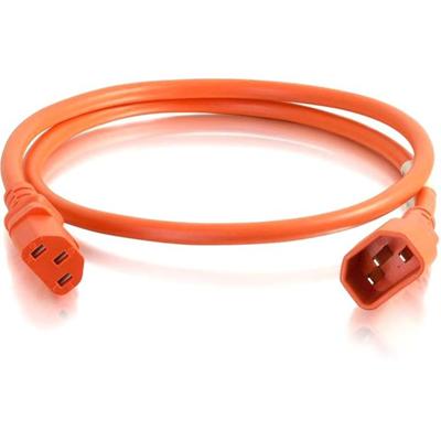 C2G 2ft 14AWG Power Cord (IEC320C14 to IEC320C13) - Orange - For PDU, Switch, Server - 250 V AC / 15 A - Orange - 2 ft Cord Length - IEC 60320 C14 / IEC 60320 C13 - 1