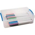 Super Stacker Clear Large Pencil Box - External Dimensions: 5.5" Width x 9" Depth x 2.6" Height - 152 x Crayon, 100 x Pencil, 50 x Pen, 30 x Marker - Stackable - Plastic - Clear - For Pen/Pencil, Marker, Crayon - 1 Each
