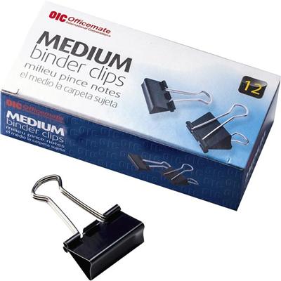 Officemate Binder Clips - Medium - 9" Length x 2.4" Width - 0.62" Size Capacity - for File - Corrosion Resistant, Durable - Black - 12/Box - 12 / Pack