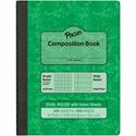 Pacon Dual Ruled Composition Book - Plain - Quad Ruled, Wide Ruled Front Ruling - 9.75" Height x 7.5" Width x 0.5" Length - Green Cover - 24 / Carton