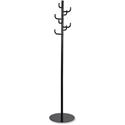 Safco Hook Head Coat Rack - 8 Hooks - 67" Height - for Coat, Jacket, Purse, Hat, Garment - Tubular Steel - Black - Powder Coated - 1 Each