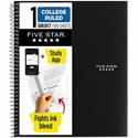 Five Star College Ruled 1-subject Notebook - 100 Sheets - Wire Bound - Wide Ruled Front Ruling - 8" x 11" Sheet Size - Black Plastic Cover - 1 Each