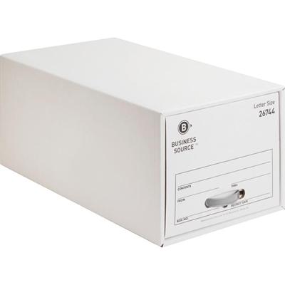 Business Source Stackable File Drawer - Internal Dimensions: 12.25" Width x 23.50" Depth x 10.25" Height - External Dimensions: 14" Width x 25.2" Depth x 11.5" Height - Media Size Supported: Letter - Stackable - Steel, Plastic - White - For File, Doc