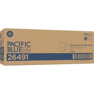 Pacific Blue Ultra High-Capacity Recycled Paper Towel Rolls - 7.87" Width x 1150 ft Length - White - 3 Rolls Per Carton - 3 / Carton