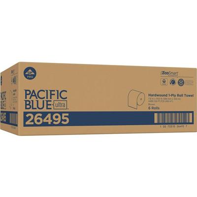 Pacific Blue Ultra High-Capacity Recycled Paper Towel Rolls - 7.87" Width x 1150 ft Length - Brown - Paper - 6 Rolls Per Container - 6 / Carton