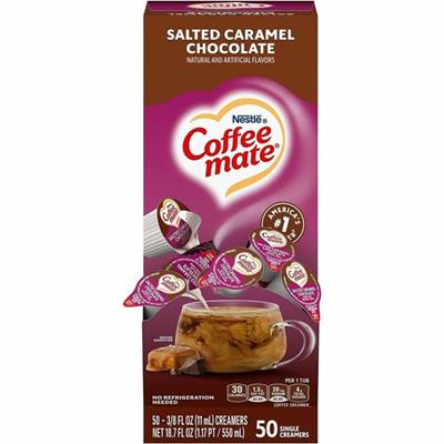 Coffee mate Salted Caramel Chocolate Nondairy Liquid Creamer Singles - Salted Caramel Chocolate Flavor - 0.38 fl oz (11 mL) - 50 Serving - 50 / Box