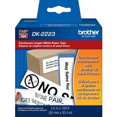 Brother BK on WE Continuous Length Paper Labels - 2" Width - Permanent Adhesive - White - Paper - 1 Roll