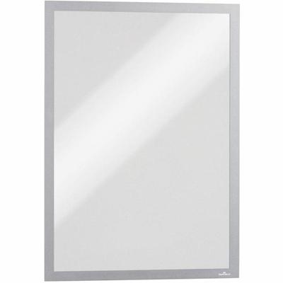 DURABLE Duraframe Tabloid-sz Adhesive Frame - 11" x 17" Frame Size - Rectangle - Horizontal, Vertical - Dual-sided, Magnetic, Self-adhesive - Silver - 2 / Pack