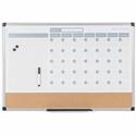MasterVision 3-in-1 Monthly Dry-erase Calendar Board - Monthly - White - Plastic - 24" Height x 36" Width - Dry Erase Surface, Compact, Magnetic, Stain Resistant - 1 Each