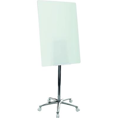 MasterVision Glass Mobile Easel - 26" (2.2 ft) Width x 38.5" (3.2 ft) Height - Glass Surface - Chrome Stand - Rectangle - 1 Each