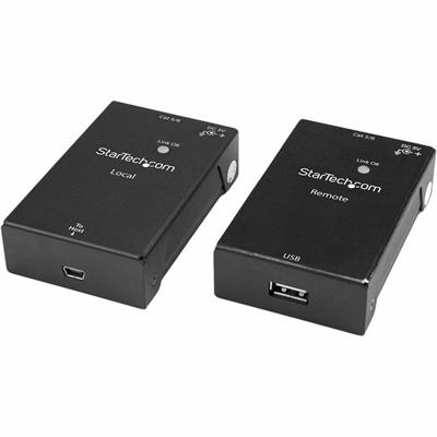 StarTech.com 1-Port USB 2.0-Over-Cat5-or-Cat6 Extender Kit - 165 ft. (50 m) - Network (RJ-45) - 1 - 164.04 ft Extended Range - Steel - Black