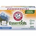 Arm & Hammer Essentials Fabric Softener Sheets - Mountain Rain Scent - Long Lasting, Anti-static, Pleasant Scent, Machine Washable, Durable - White - 144/Box - 144 / Box