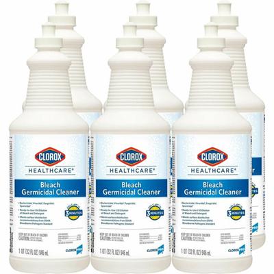 Clorox Healthcare Pull-Top Bleach Germicidal Cleaner - Ready-To-Use - 32 fl oz (1 quart) - Disinfectant, Fast Acting, Refillable, Cleanse, Anti-corrosive, Versatile, Anti-bacterial - White - 6 / Carton