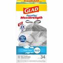 Glad ForceFlex MaxStrength Kitchen Drawstring Trash Bags - Fresh Clean with Febreze Freshness - 13 gal Capacity - 24.88" Length x 24.02" Width x 0.82 mil (21 Micron) Thickness - Drawstring Closure - Gray - Kitchen - 34 / Box