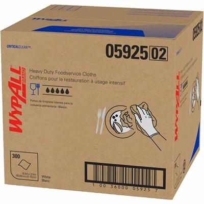 Wypall CriticalClean Heavy Duty Foodservice Cloths - Quarter-fold - 12.50" Width x 23.50" Length - White - Hydroknit - 1 Carton