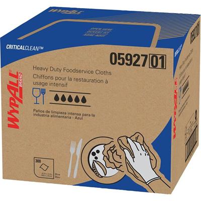 Wypall Critical Clean High Capacity Heavy Duty Foodservice Cloths - Quarter-fold - 12.50" Width x 23.50" Length - Blue - Hydroknit - 300 / Carton