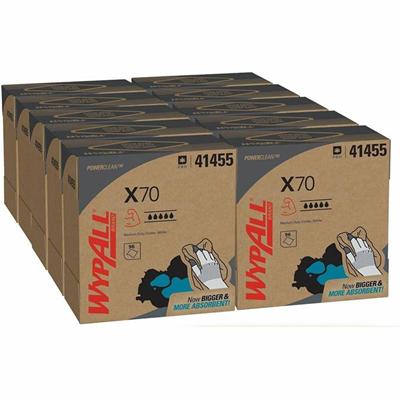 Wypall PowerClean X70 Medium Duty Cloths - Pop-Up Box - 8.34" Width x 16.80" Length - White - Hydroknit - 96 Wipers/Box - 10 / Carton