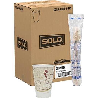 Solo 7 oz Waxed Paper Cold Cups - 7 fl oz - Beige - Paper - Milk Shake, Smoothie - 100/Pack - 20 / Carton